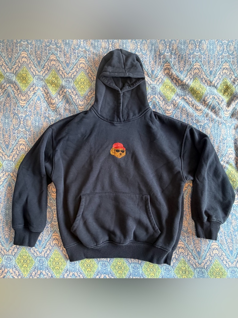 Zara Navy Hoodie Sweatshirt with Embroidered Dog
